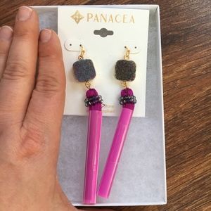 NIB Panacea Pink Druzy Statement Tassel Earrings